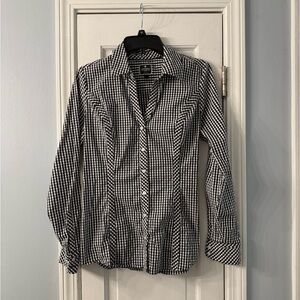 Express Black and White Checkered Button-Up Shirt